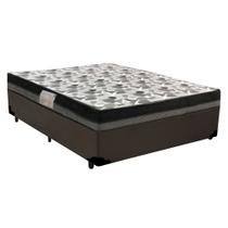 Cama Box Casal Sintético + Colchão Ortobom Iso Dupla Face 60X138X188 Marrom