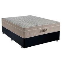 Cama Box Casal Sintético Cremil + Colchão Molas Ensacadas Airprime 138cm Preto - Suporta Até 120kg Por Pessoa