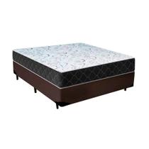 Cama Box Casal Sintético Marrom Colchão Espuma D33 Marrocos 30cm