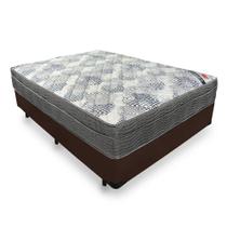 Cama Box Casal Sintético Marrom + Colchão Ortobom ISO Superpocket 55x138x188