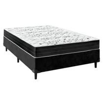 Cama Box Casal Sintético Preto com Colchão de Espuma Semi Ortopédica Extra Firme Cinza Suporta Até 80kg Cama Box Casal Sintético Preto com Colchão de Espuma Semi Ortopédica Extra Firme Cinza Suporta Até 80kg