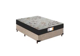 Cama Box Casal Suede Bege + Colchão Top Line Mola Bonnel Beni 60x138x188