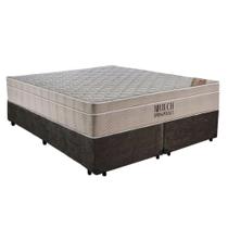 Cama Box Casal Suede Bipartido + Colchão Ortobom Airtech Molas Ensacadas 65x138x188 Marrom