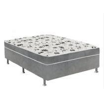 Cama Box Casal Suede Cinza + Colchão Casal Suede Cinza Espuma 138x188x55 Cama Box Casal Suede Cinza + Colchão Casal Suede Cinza Espuma 138x188x55