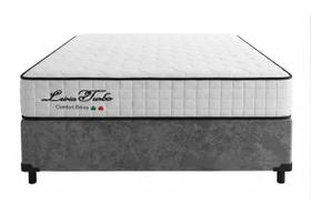 Cama Box Casal Suede Cinza + Colchão Leiria Turbo Molas Ensacadas - Comfort Prime Cama Box Casal Suede Cinza + Colchão Leiria Turbo Molas Ensacadas - Comfort Prime