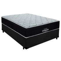 Cama Box Casal Suede + Colchão Airtech Molas Ensacadas Antares Ortobom 138x188x67