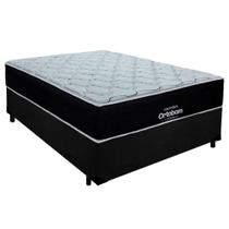 Cama Box Casal Suede + Colchão Airtech Molas Ensacadas Antares Ortobom Preto 138cm