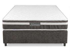 Cama Box Casal Suede + Colchão Atenas Cinza Molas Ensacadas - Comfort Prime Cama Box Casal Suede + Colchão Atenas Cinza Molas Ensacadas - Comfort Prime