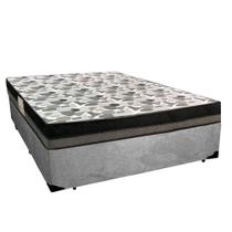 Cama Box Casal Suede + Colchão Casal Ortobom Iso Dupla Face 60x138x188 cinza