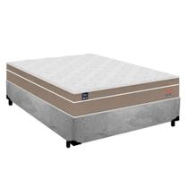 Cama Box Casal Suede + Colchão Lis Molas Ensacadas Plumatex 138cm Cinza Cama Box Casal Suede + Colchão Lis Molas Ensacadas Plumatex 138cm Cinza