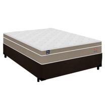 Cama Box Casal Suede + Colchão Lis Molas Ensacadas Plumatex 138cm Cor:Marrom