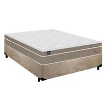 Cama Box Casal Suede + Colchão Lis Molas Ensacadas SuperPocket Plumatex 138cm Suporta Até 120 Kg Por Pessoa