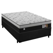 Cama Box Casal Suede + Colchão Molas Ensacadas Alfa Plumatex 138x188x62 Preto