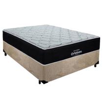 Cama Box Casal Suede + Colchão Molas Ensacadas Antares Ortobom Bege 138cm - Suporta Até 120kg Por Pessoa