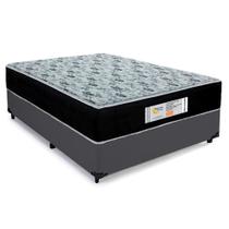 Cama Box Casal Suede + Colchão Molas Ensacadas SerenePrime Sonnolux 138cm Cinza - Suporta Até 110kg Por Pessoa
