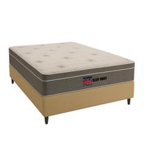 Cama Box Casal Suede + Colchão Molas Ensacadas SleepNight 138x188x67 Bege