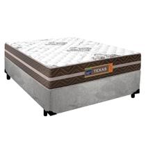 Cama Box Casal Suede + Colchão Molas Ensacadas Texas Colchões 138cm Cinza - Suporta Até 120 Kg Por Pessoa Cama Box Casal Suede + Colchão Molas Ensacadas Texas Colchões 138cm Cinza - Suporta Até 120 Kg Por Pessoa