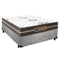 Cama Box Casal Suede + Colchão Molas Ensacadas Texas Prime Colchões 138cm - Suporta Até 120 Kg Por Pessoa