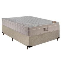 Cama Box Casal Suede + Colchão Ortobom Airtech Molas Ensacadas 138x188x65 Bege