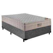 Cama Box Casal Suede + Colchão Ortobom Airtech Molas Ensacadas 65x138x188 Cinza