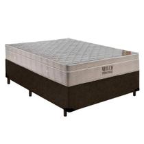 Cama Box Casal Suede + Colchão Ortobom Airtech Molas Ensacadas 65x138x188 Marrom