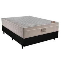 Cama Box Casal Suede + Colchão Ortobom Airtech Molas Ensacadas 65x138x188 Preto