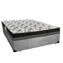 Cama Box Casal Suede + Colchão Ortobom Iso Dupla Face 60X138X188 Cinza