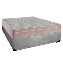Cama Box Casal Suede + Colchão Serene Molas Ensacadas 138x188x65 Cinza