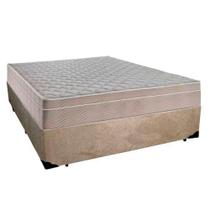 Cama Box Casal Suede + Colchão Serene Molas Ensacadas 138x188x65 Cor:bege