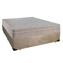 Cama Box Casal Suede + Colchão SerenePrime Molas Ensacadas 138x188x65 Bege