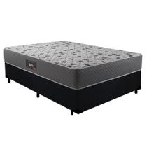 Cama Box Casal Suede JS + Colchão de Espuma D33 Herval Black 138x188x59cm