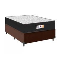 Cama Box Casal Suede Marrom + Colchão Casal Prime Semi Ortopédico 58x138x188 - Serra Negra