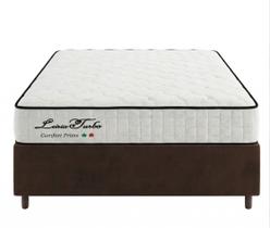 Cama Box Casal Suede Marrom + Colchão Leiria Turbo Molas Ensacadas - Comfort Prime Cama Box Casal Suede Marrom + Colchão Leiria Turbo Molas Ensacadas - Comfort Prime