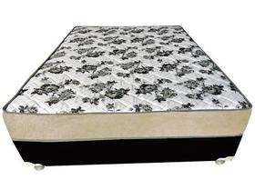 Cama Box Casal Suede Preto + Colchão Casal Suede Bege Orto Molas Ensacada 138x188x55