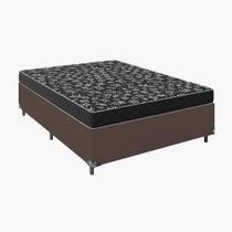 Cama Box Casal Tecido Marrom Com Colchão D20 Tampo Preto 12cm Cama Box Casal Tecido Marrom Com Colchão D20 Tampo Preto 12cm