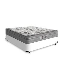 Cama Box Casal Tecido Sintético Branco com Colchão De Molas Ensacadas - Probel Evolution Cama Box Casal Tecido Sintético Branco com Colchão De Molas Ensacadas - Probel Evolution