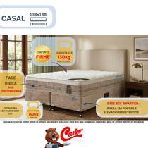 Cama Box Castor Bipartido com Colchão Premium Molas Tecnopedic 138x188x70 Qualidade Conforto Resistência