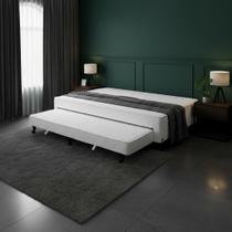 Cama Box Castor Poli Solteiro Branco c/ colchão auxiliar 88x188x27cm