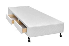 Cama Box Castor Solteiro Poli Branco com 2 Gavetas 120x203x27cm