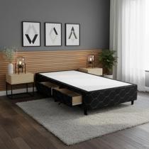 Cama Box Castor Solteiro Poli Preto com 2 Gavetas 120x203x27cm Cama Box Castor Solteiro Poli Preto com 2 Gavetas 120x203x27cm