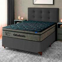 Cama Box Cinza + Cabeceira + Colchão Casal Confort Black Ortobom Cama Box Cinza + Cabeceira + Colchão Casal Confort Black Ortobom