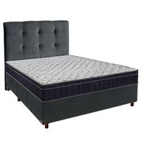 Cama Box Cinza+Colchão Casal Airtech 150 Ortobom + Cabeceira