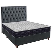 Cama Box Cinza+Colchão Casal Airtech 150 Ortobom + Cabeceira Cama Box Cinza+Colchão Casal Airtech 150 Ortobom + Cabeceira