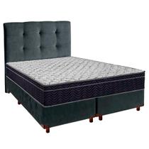 Cama Box Cinza+Colchão Casal Airtech 150 Ortobom + Cabeceira