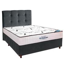 Cama Box Cinza + Colchão Casal High Foam Ortobom + Cabeceira Cama Box Cinza + Colchão Casal High Foam Ortobom + Cabeceira
