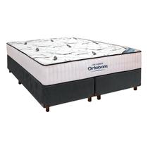 Cama Box Cinza + Colchão Queen High Foam Ortobom