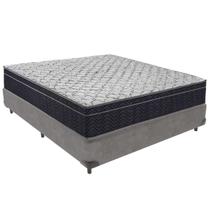 Cama Box Cinza e Colchão Airtech 150 Espuma D45 Casal Ortobom