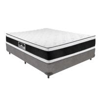 Cama Box Cinza e Colchão Black & White Air Double Face Espuma D33 Casal Castor