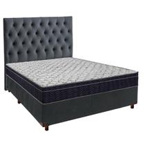 Cama Box Cinza e Colchão Casal Airtech 150 Ortobom e Cabeceira Cama Box Cinza e Colchão Casal Airtech 150 Ortobom e Cabeceira