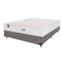 Cama Box Cinza e Colchão Casal Miami Molas Ensacadas Euro Pillow Sealy